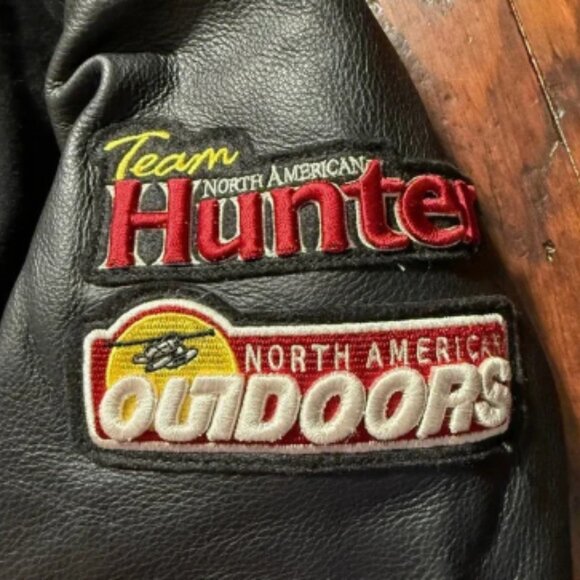 VTG North American Hunting Club Jacket Mens L Black Leather Wool Life Members - Picture 4 of 16